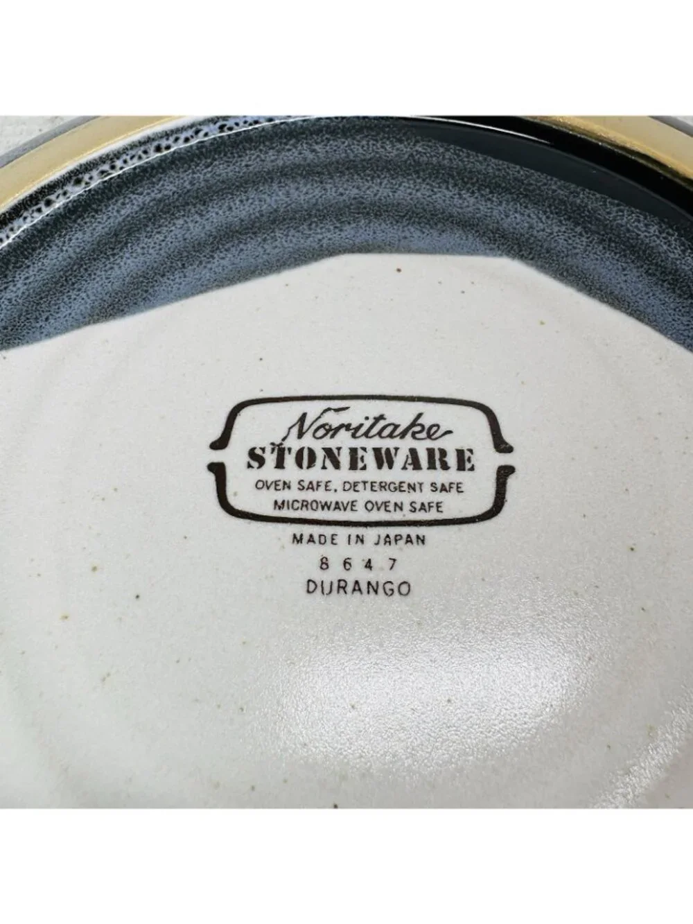 Noritake Stoneware DURANGO 8647 Black Blue Abstract Panels Salad Plates Set 2